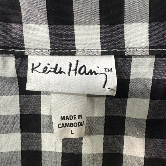 NWT Black & White Gingham Pajama Set with Pink LOVE Embroidery women’s L 28” - Picture 4 of 7